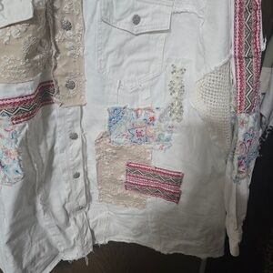 POL White Crochet-Back Button Down Jacket/Shirt